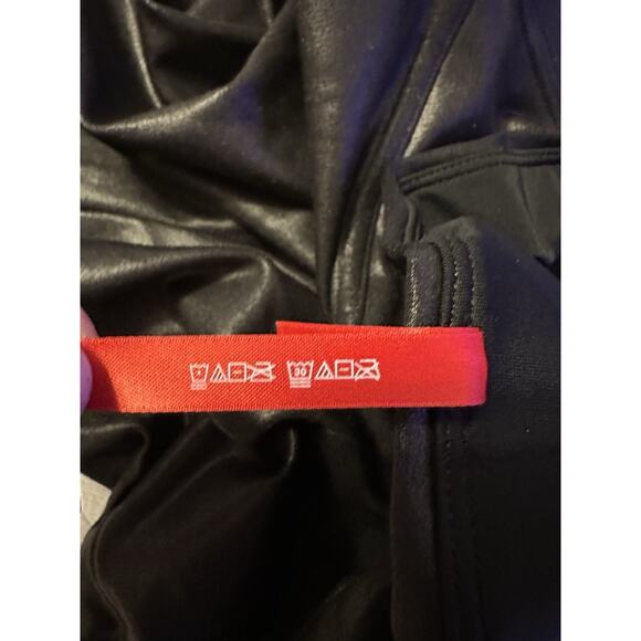 Spanx Faux Leather Leggings Large Black High Rise Shaping Slimming Shiny Edgy - Picture 2 of 9